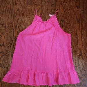Lilly Pulitzer Hot Pink High Neck Silk Tank